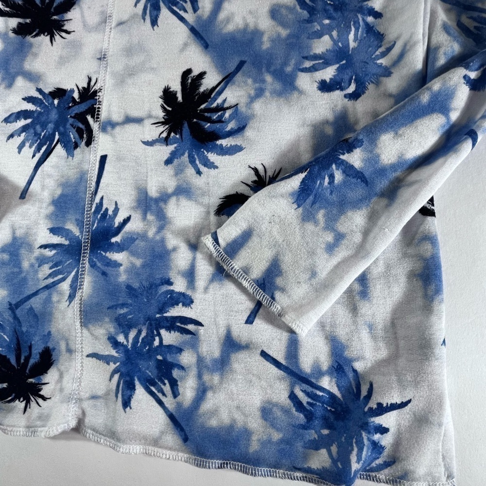 French Laundry SWEATSHIRT PROJECT Palm Trees Blue Tie Dye Pullover Hoodie Sz S - Picture 11 of 12